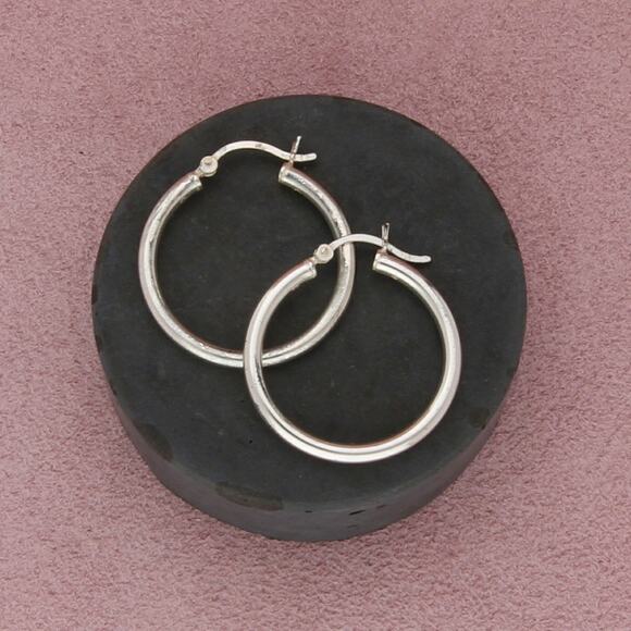 Sterling Jewelry - sterling silver 27mm tube snap-post hoop earrings